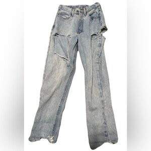 (John Galt/Brandy Meville) Denim Light Ripped Distressed Baggy Jeans: Size Small